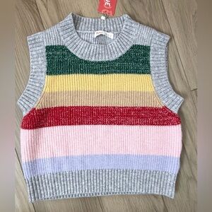 Romwe Colorful Striped Knit Vest Sweater Tank Pride Sz S